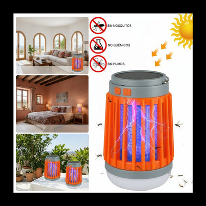 Lámpara Solar Mata Mosquitos 3 en 1 – Camping, USB y Resistente al Agua