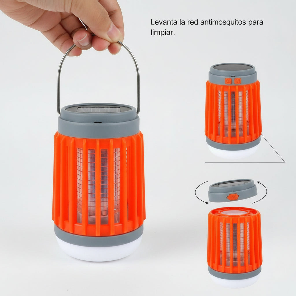 Lámpara Solar Mata Mosquitos 3 en 1 – Camping, USB y Resistente al Agua