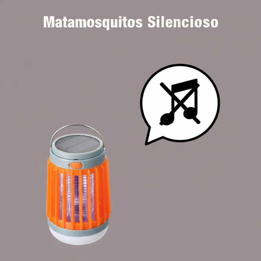 Lámpara Solar Mata Mosquitos 3 en 1 – Camping, USB y Resistente al Agua