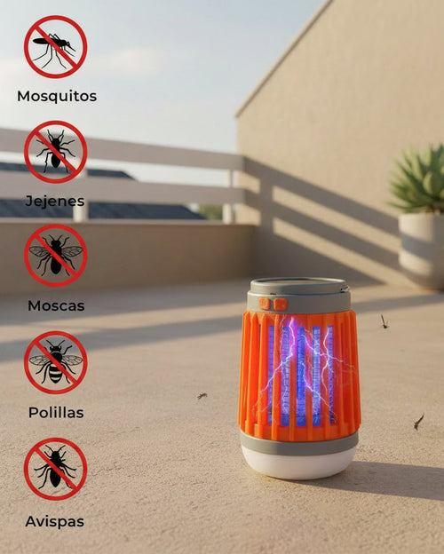 Lámpara Solar Mata Mosquitos 3 en 1 – Camping, USB y Resistente al Agua