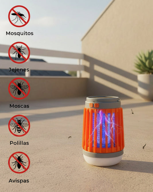 Lámpara Solar Mata Mosquitos 3 en 1 – Camping, USB y Resistente al Agua