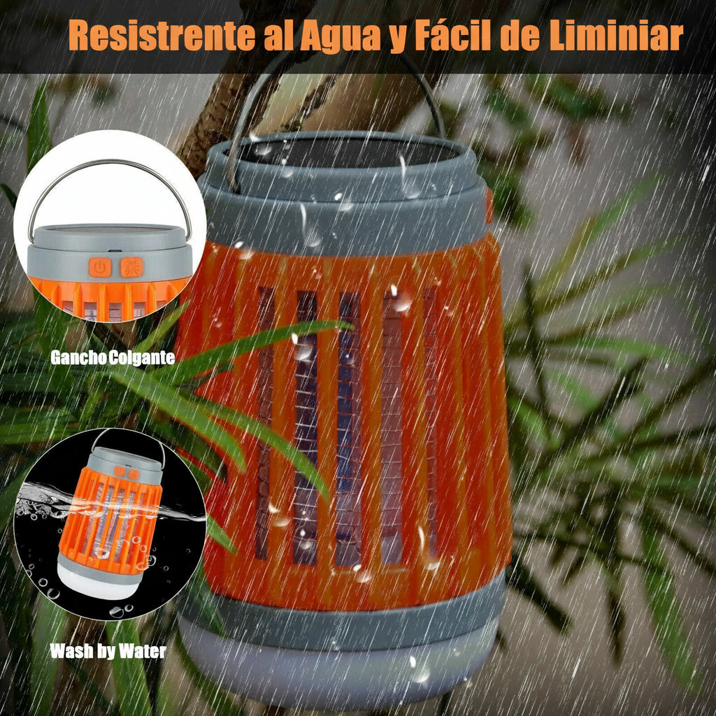 Lámpara Solar Mata Mosquitos 3 en 1 – Camping, USB y Resistente al Agua
