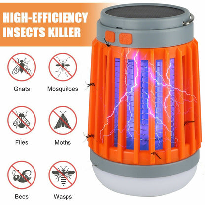 Lámpara Solar Mata Mosquitos 3 en 1 – Camping, USB y Resistente al Agua